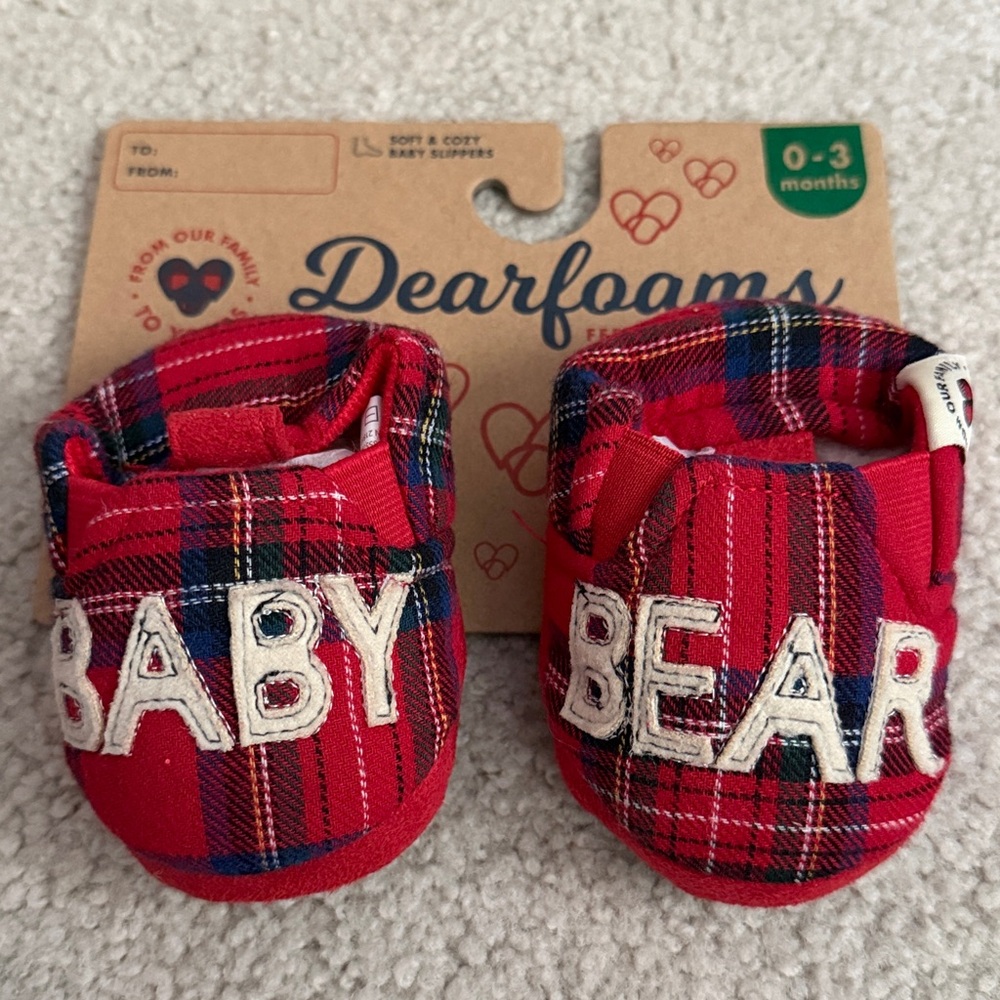 Dearfoams Baby Bear Slippers ❤️💚🎄